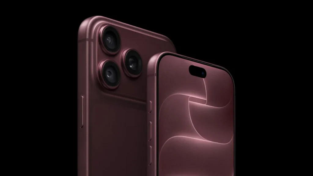 iPhone 18 Pro in der Farbe Burgundy, Vorder- und Rückseite