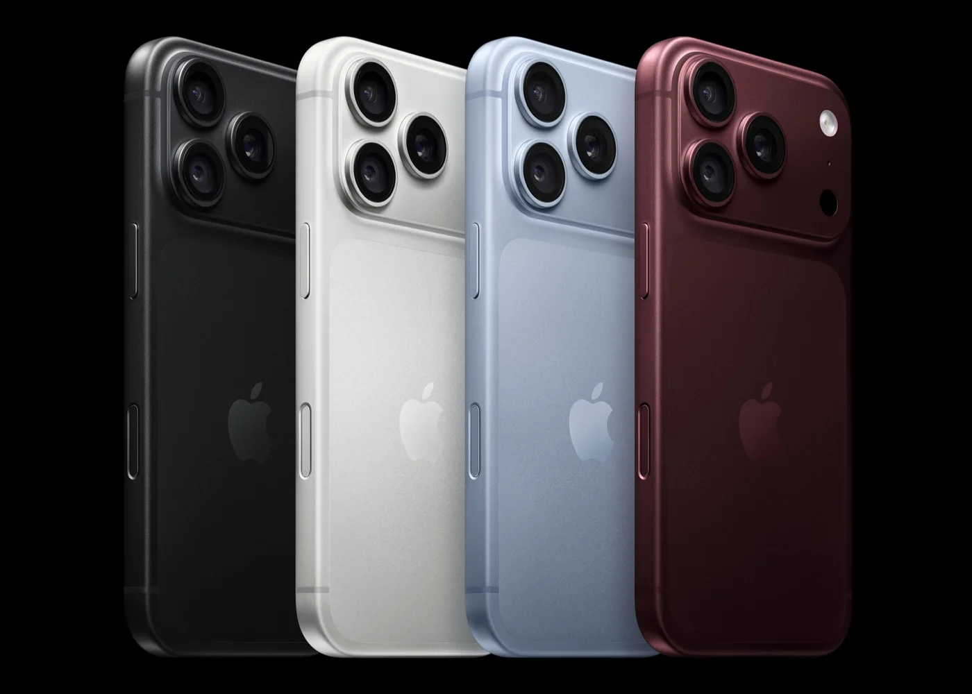 iPhone 18 Pro in Black, Glacier, Silver und Burgundy